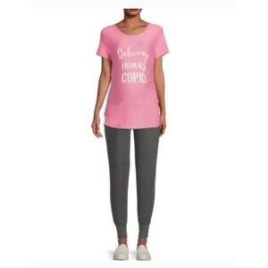 NWOT Maternity Delivery From Cupid Shirt Pink White Size XXL (20)